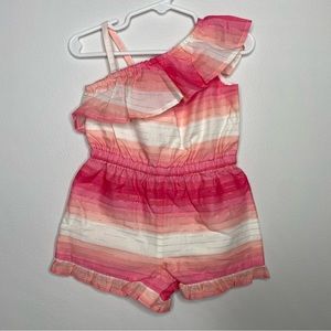 Janie and Jack NWT pink & cream ruffle romper size 18-24 months